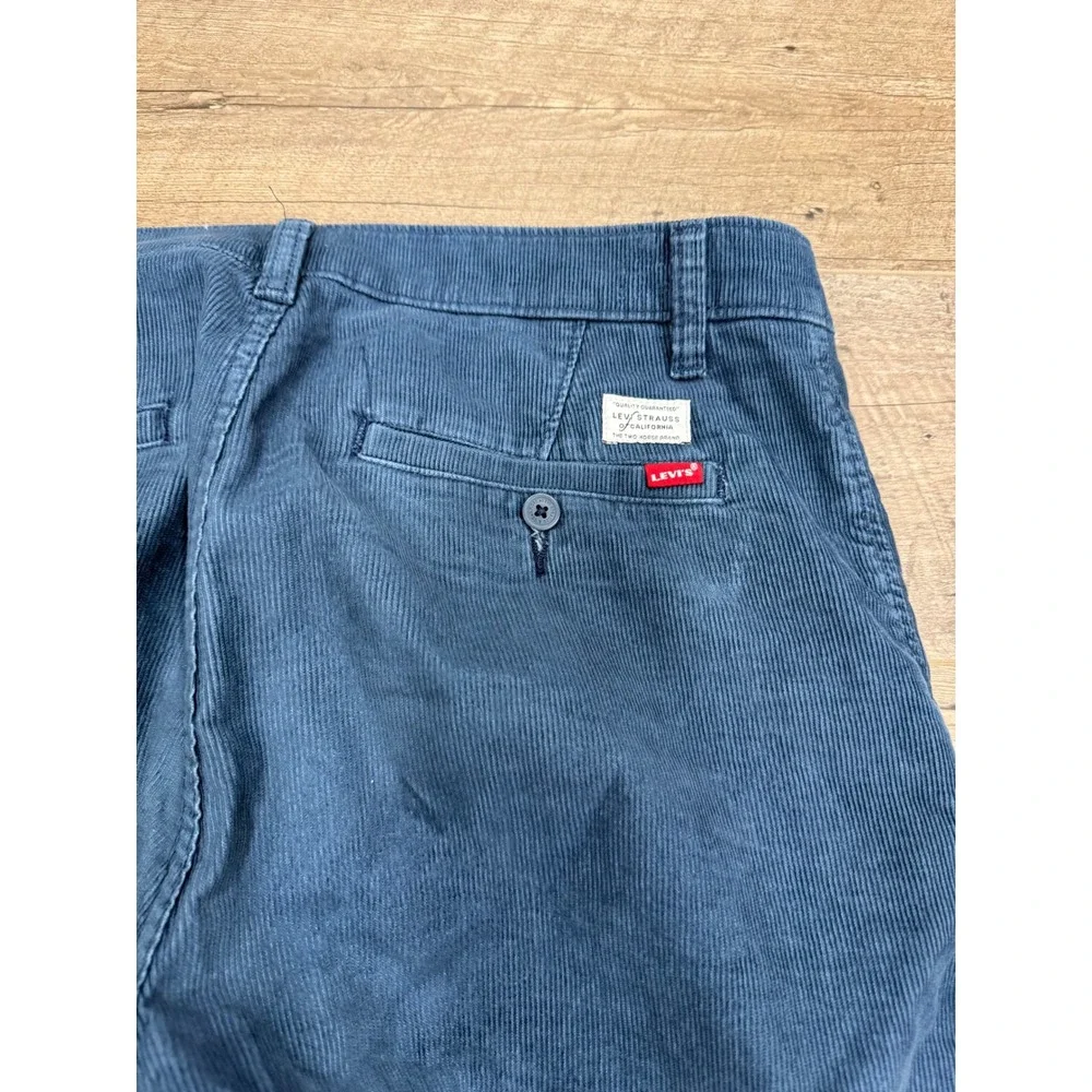 Levis XX Chino Standard Taper Corduroy Pants Mens 32x34 Navy Blue Trousers